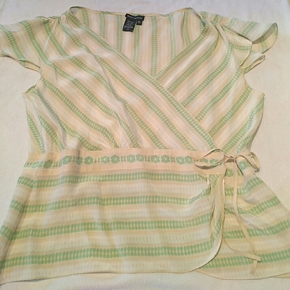 Vintage style SILK top; size XL; 100% SILK 🎩